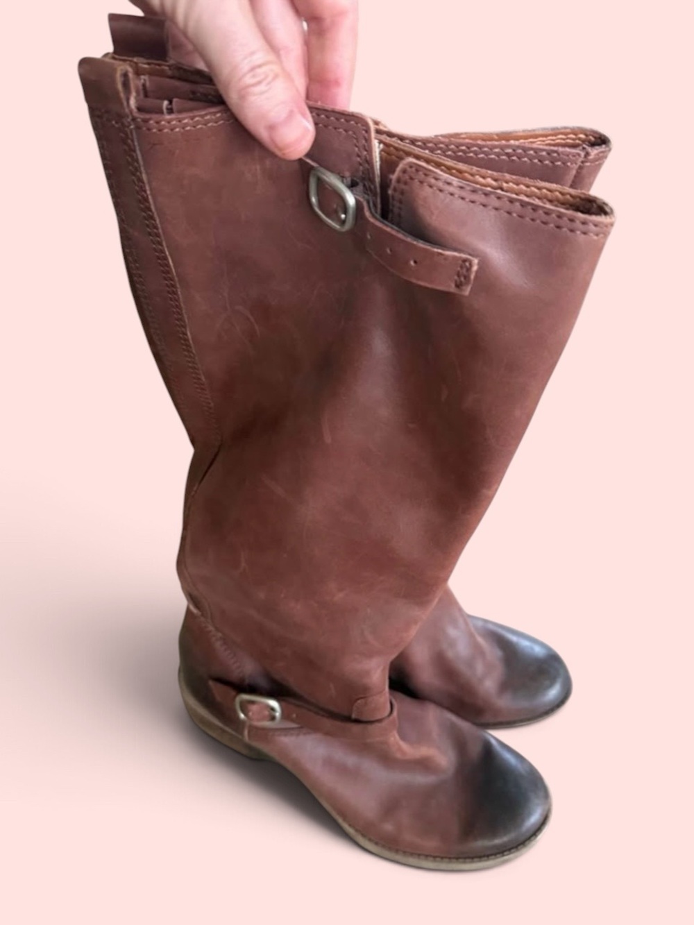 Lucky Brand Brown Leather Mid-Calf Riding Boots